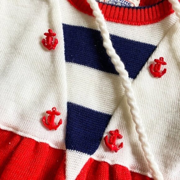 Vintage Glynne Percy Knit Nautical Motif Dress w Matching Purse 24M - Picture 4 of 8